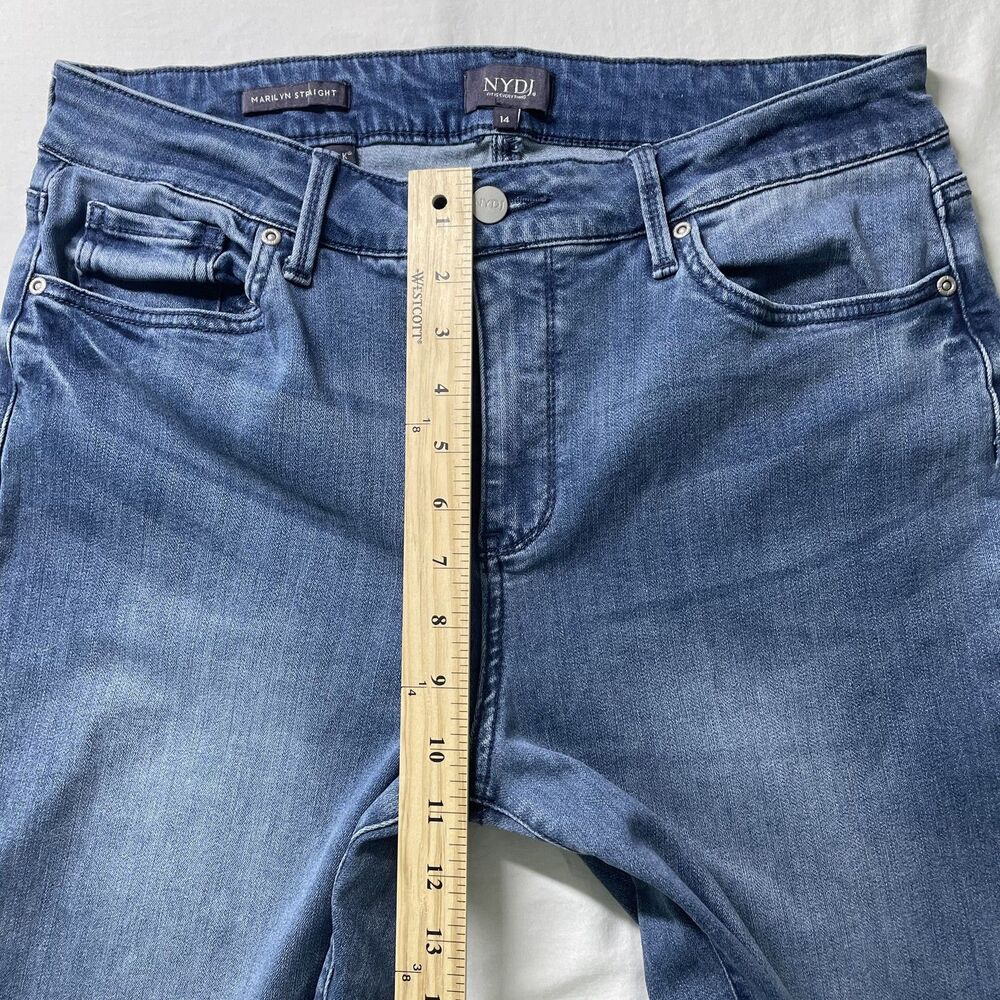 NYDJ Marilyn Straight Leg Jeans Blue High Rise Women Size 14 - Picture 5 of 9